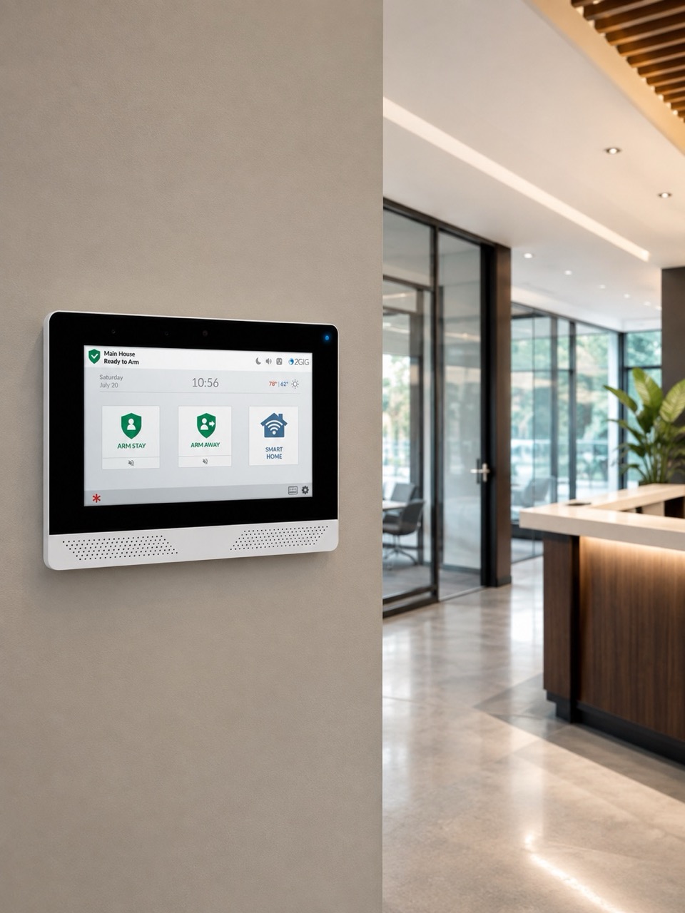 Installed security control panel at a property